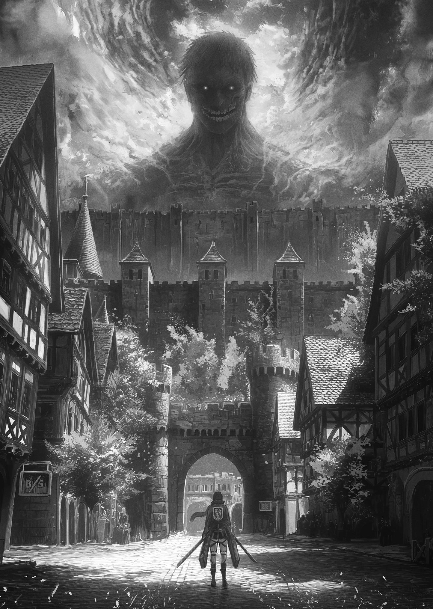 Attack on Titan B&W